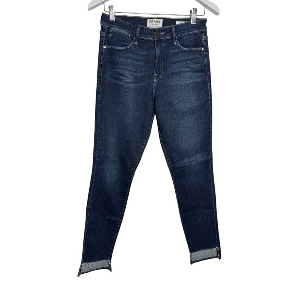 FRAME Denim Le High Skinny Jeans 27 Rhoads Blue Released Raw Hem Made in USA